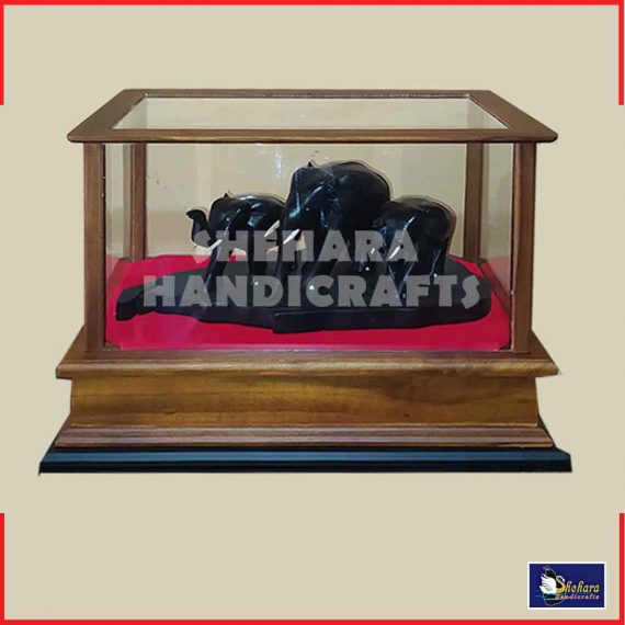 wooden Elephant with glass box